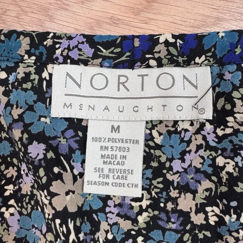 Womens Skirt Norton Mcnaughton Vintage Floral Medium 90s Blue Purple Cottagecore